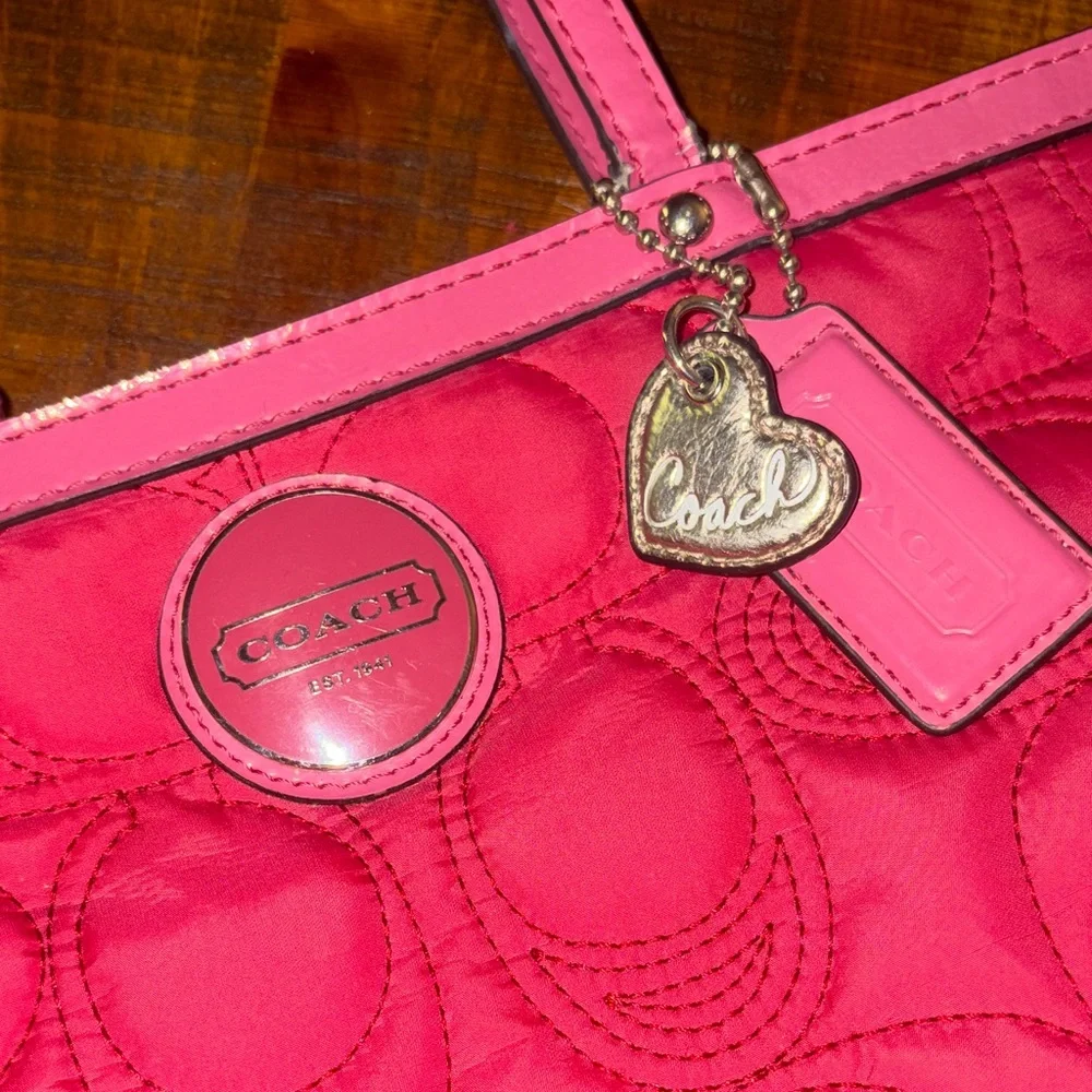 Coach Y2K Fuchsia Quilted Nylon Monogram Tote Bag - Picture 3 of 15